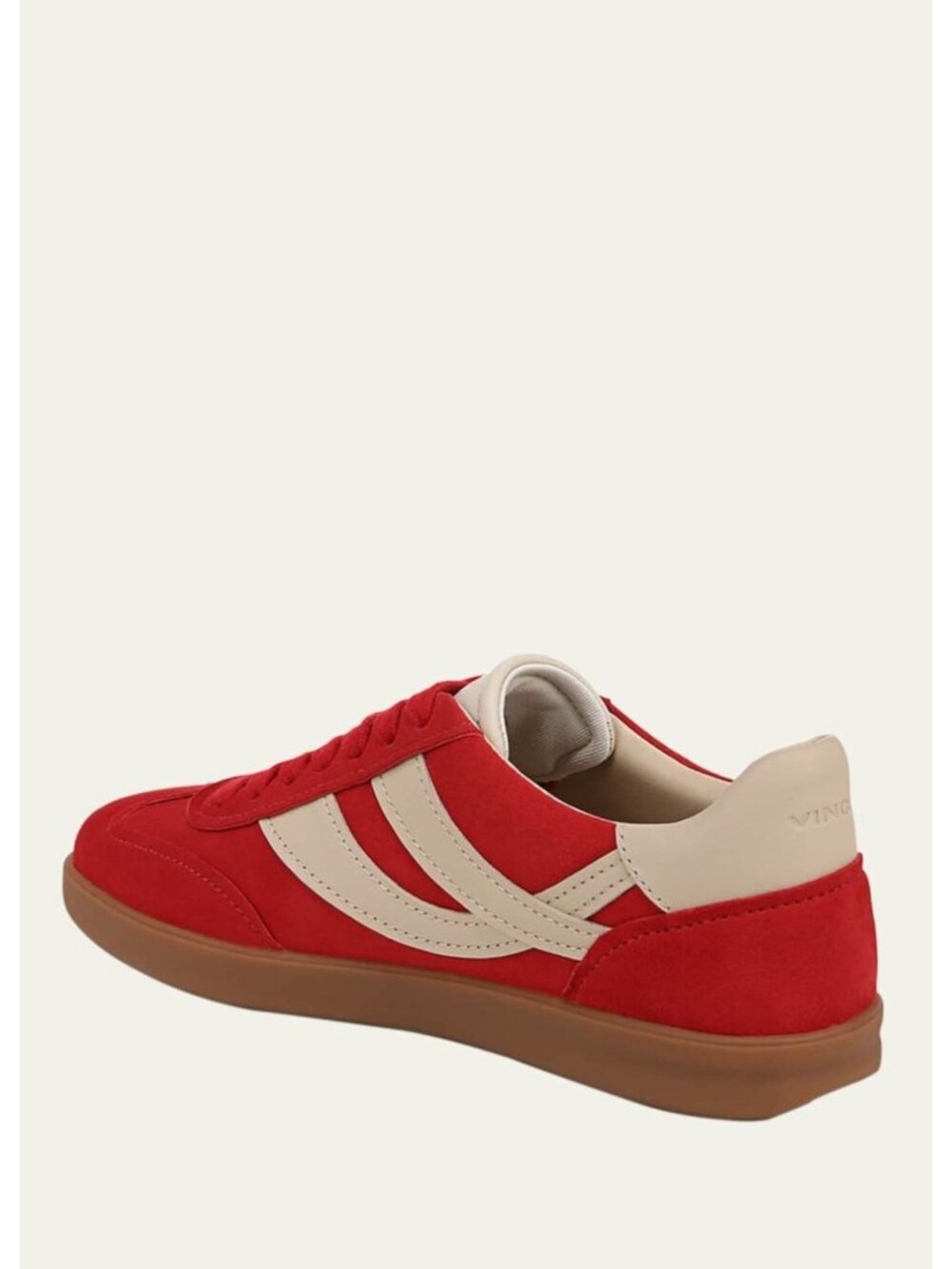 Vince Oasis Bicolor Leather Sneakers In Red Suede Beige Leather Gum Sole Size 8 - Picture 2 of 12
